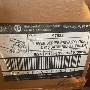 6/24 Shield Security Passage Lever Lockset Satin Chrome Finish